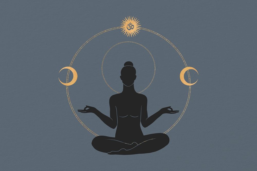 Moon yoga, spiritual illustration remix, editable design