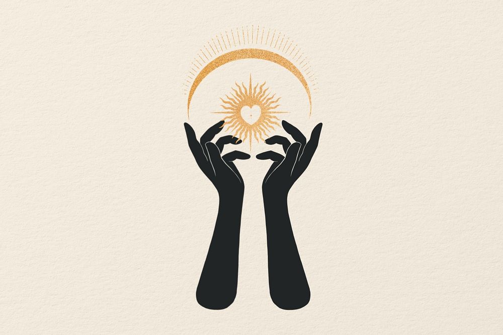 Lover hands, spiritual illustration remix, editable design