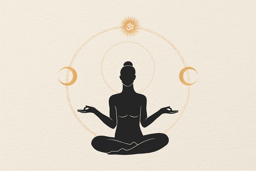 Moon yoga, spiritual illustration remix, editable design