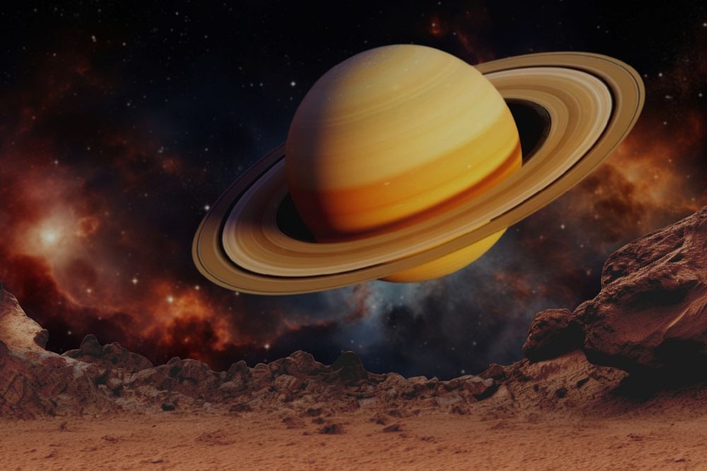 Saturn astronomy planet nature space remix, editable design