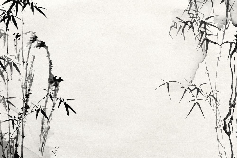 Japanese bamboo ink art background remixed by rawpixel.