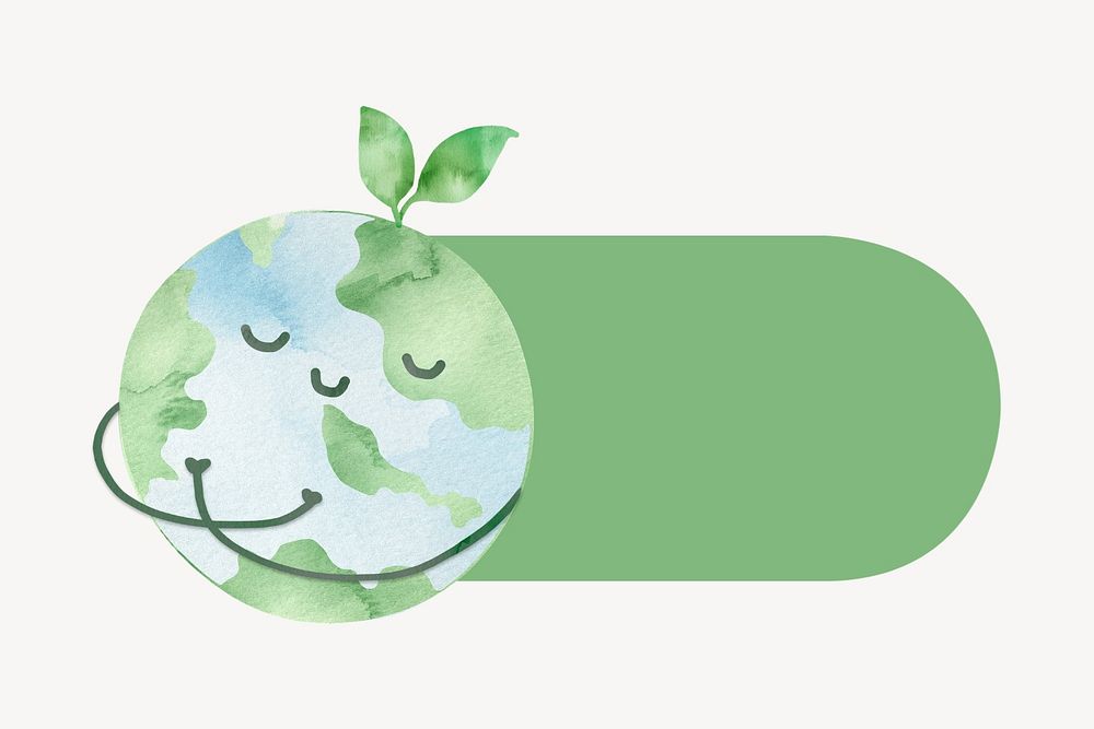 Green globe slide icon, editable design