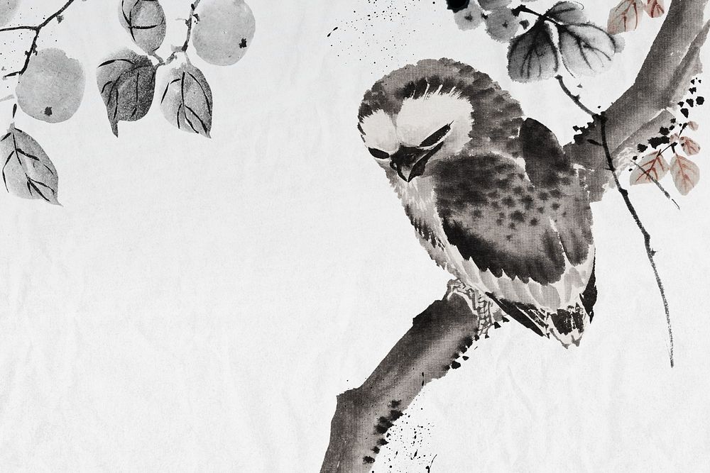 Hokusai’s Japanese owl illustration remixed by rawpixel.