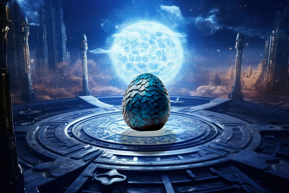 Magical dragon egg fantasy remix, editable design