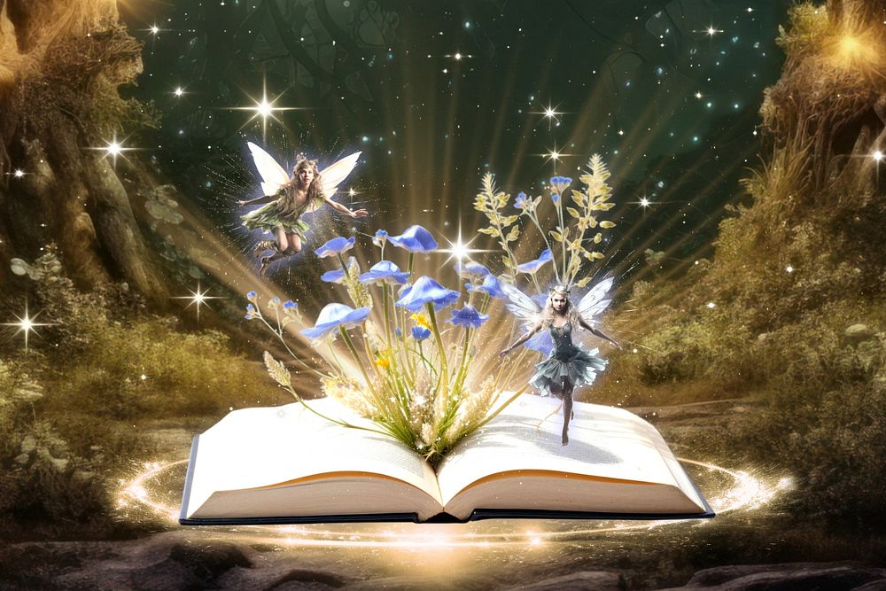 Magical fairytale book fantasy remix, editable design