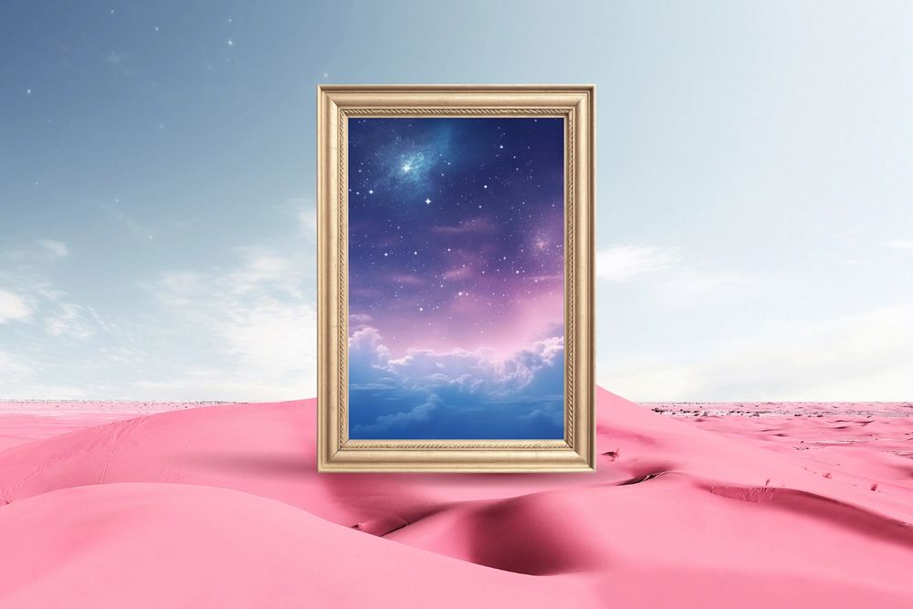 Space desert surreal remix, editable design