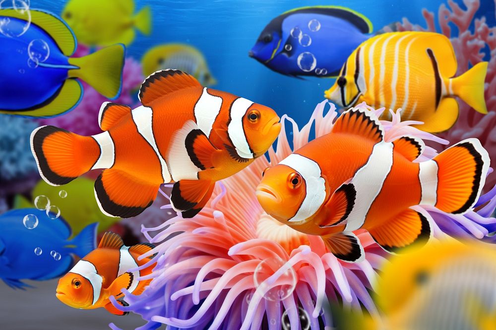 Ocellaris fish marine animal nature remix, editable design