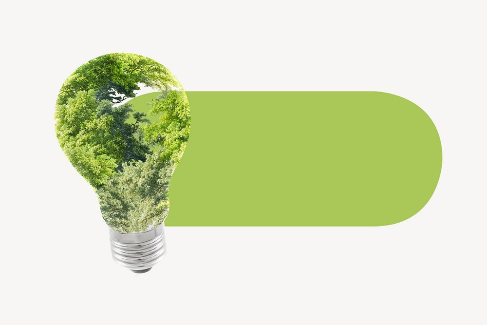 Green light bulb slide icon, editable design