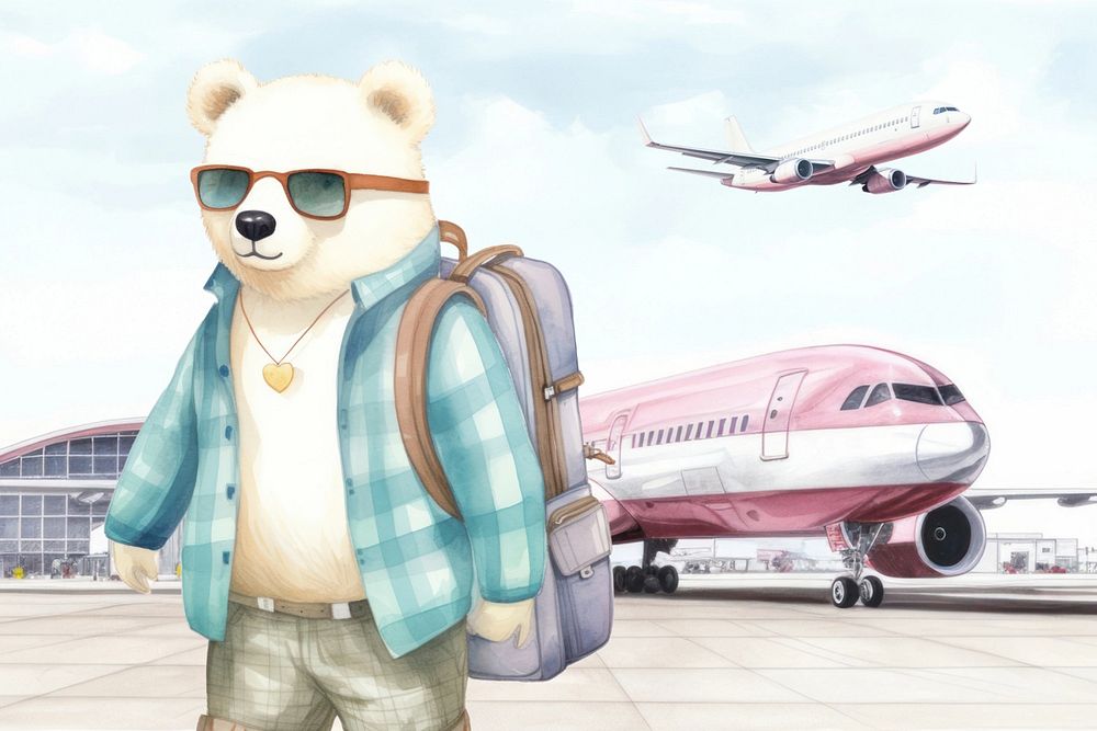 Summer vacation, animal watercolor editable remix