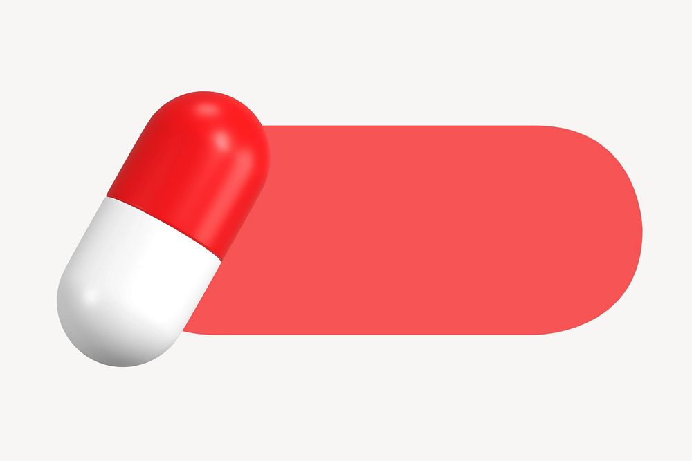 3D capsule medicine slide icon, editable design