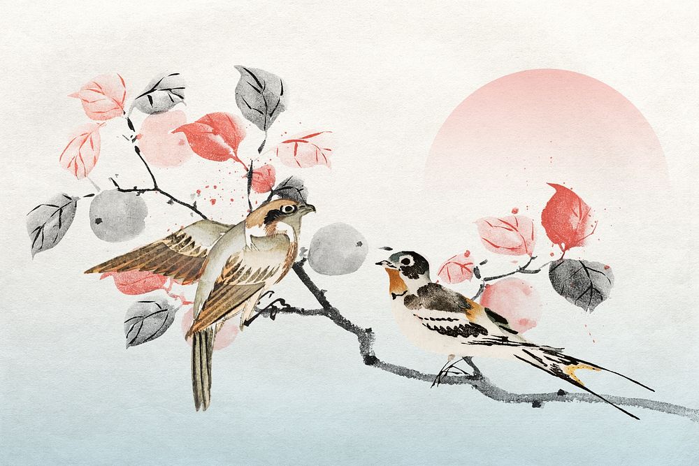 Vintage Japanese bird illustration remixed by rawpixel.