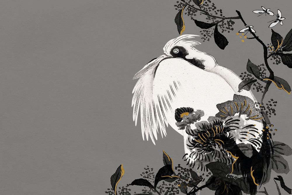 Vintage Japanese crane illustration background remixed by rawpixel.