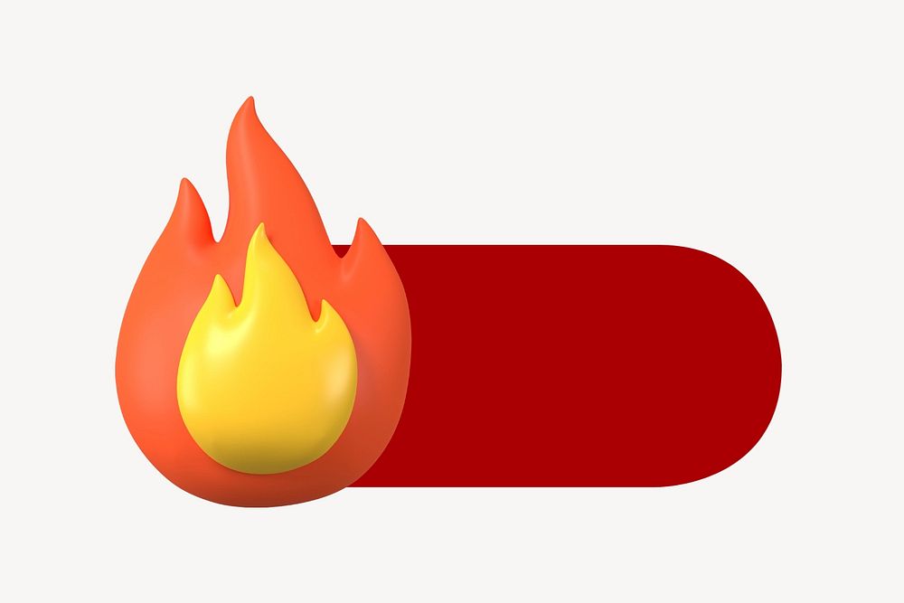 Flame slide 3D icon, editable design