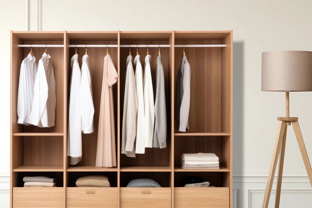 Minimal closet, home interior, editable remix