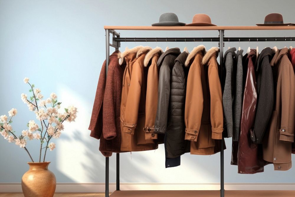 Jacket rack closet, home interior, editable remix