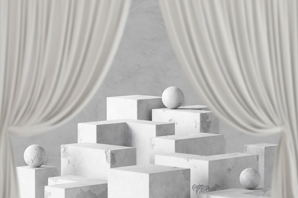 Concrete podiums product backdrop, editable remix