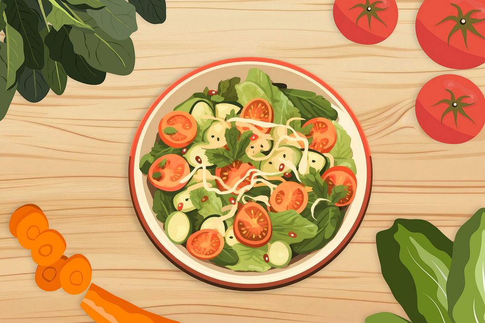 Salad cooking, healthy food editable remix