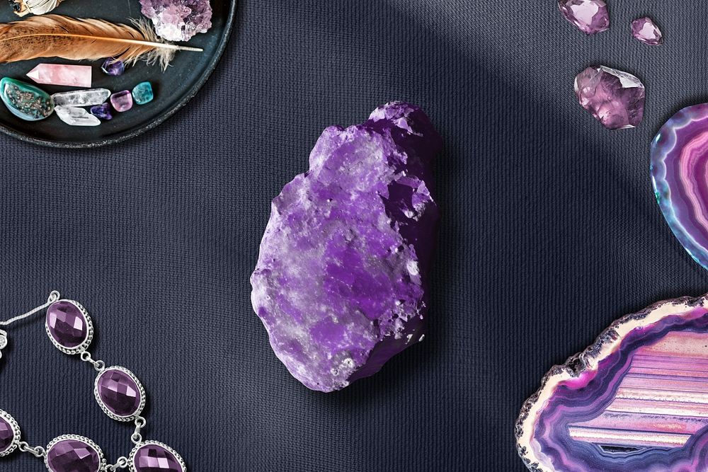 Amethyst gemstone, editable jewelry remix