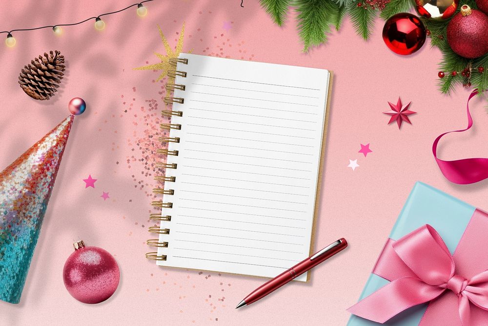 Christmas party notebook, editable remix