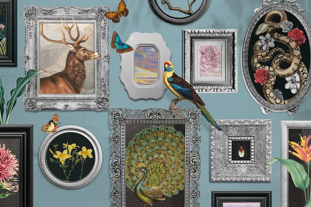 Vintage animal frames background, illustration. Remixed by rawpixel.