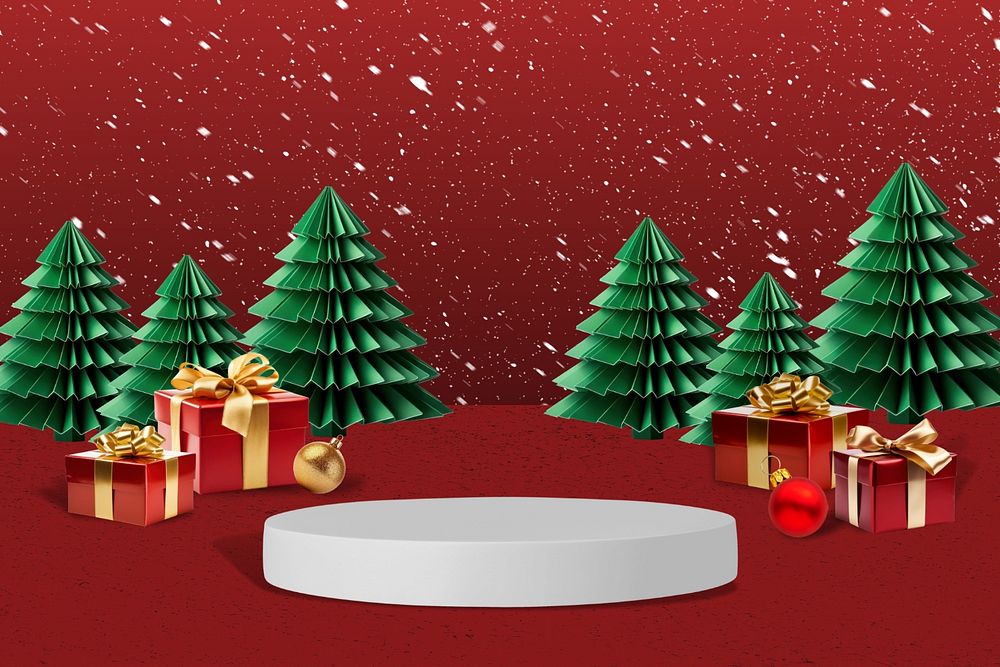 Christmas display podium editable product backdrop