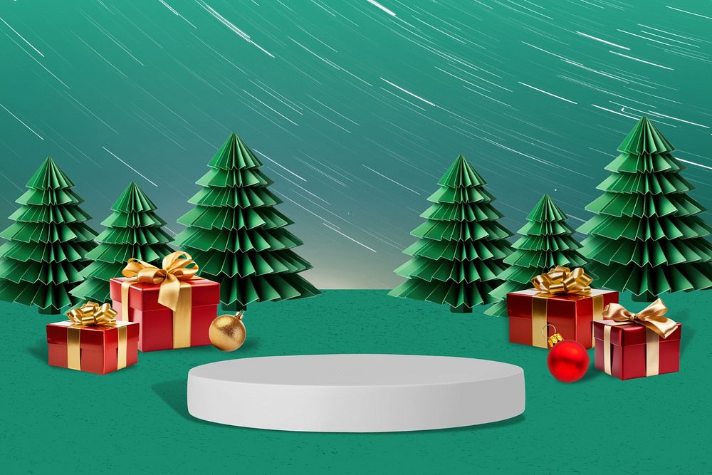 Christmas display podium editable product backdrop