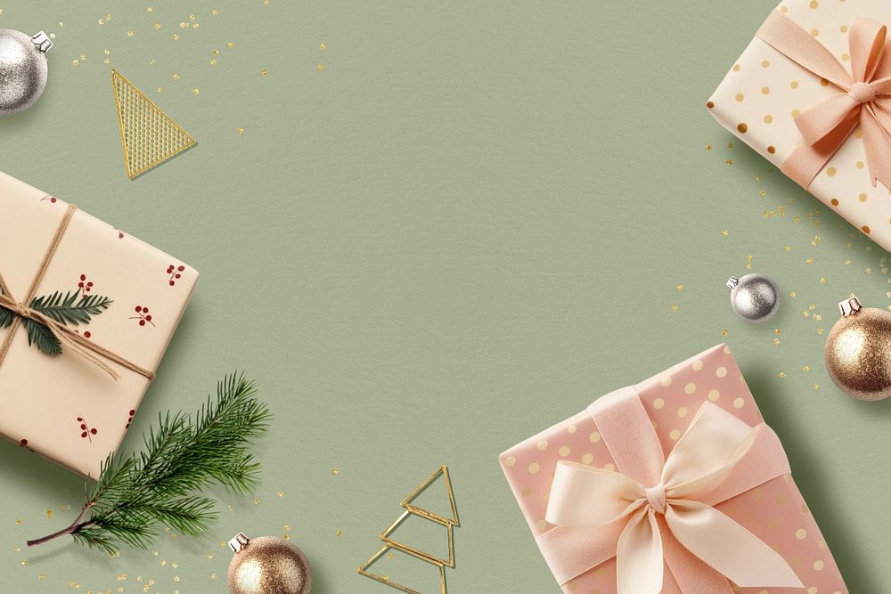 Pastel Christmas present border editable background