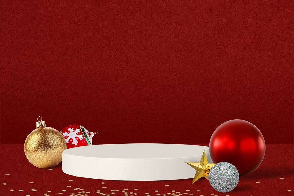 Christmas display podium editable product backdrop