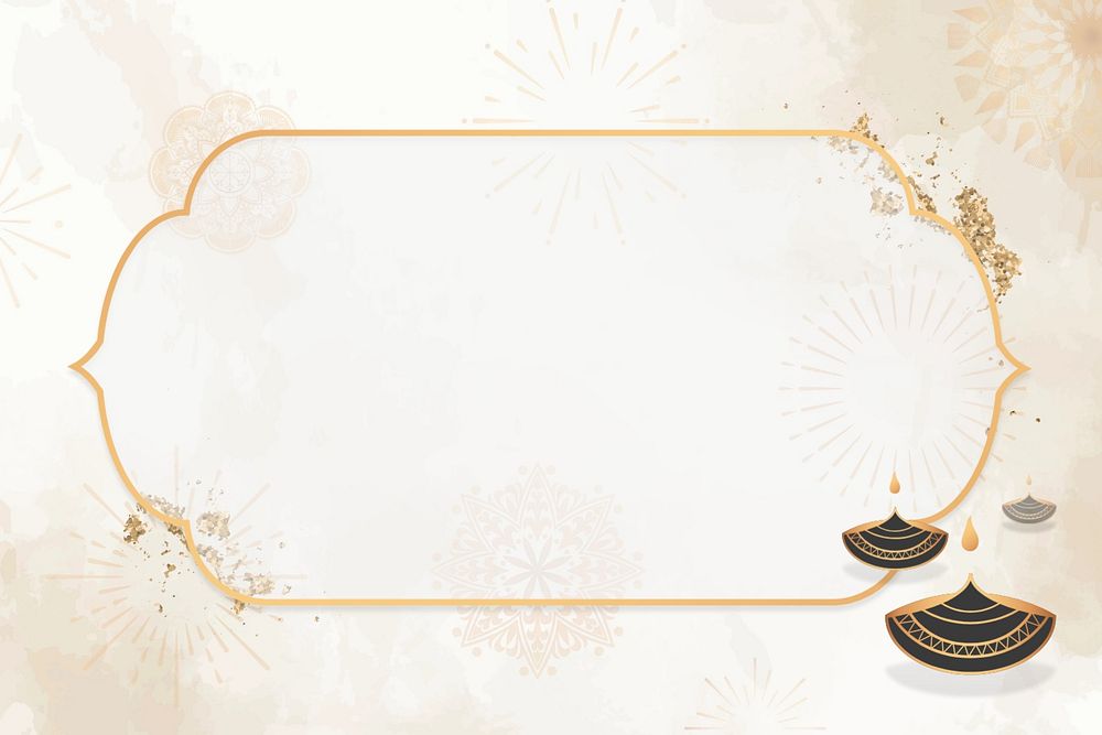 Diwali lantern frame background, beige aesthetic design