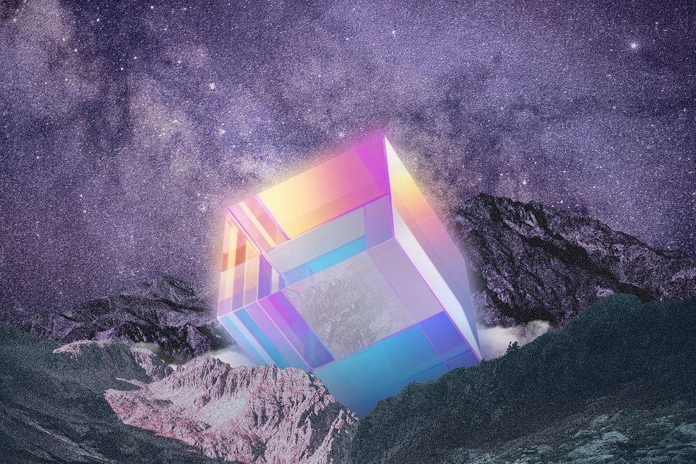 Dreamy cube mountain, editable background