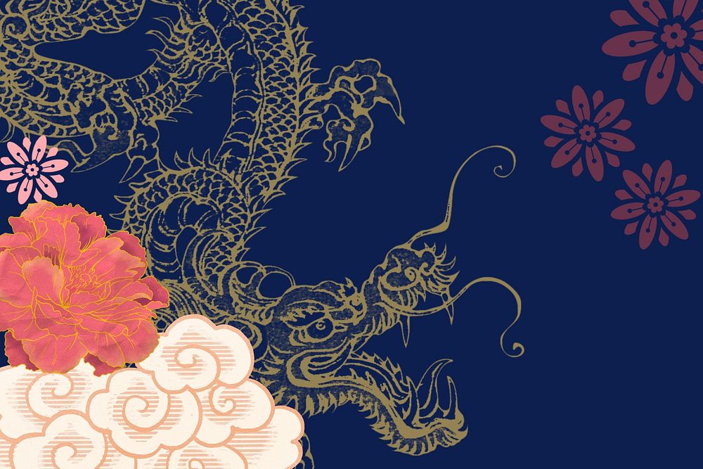 Chinese dragon year blue background