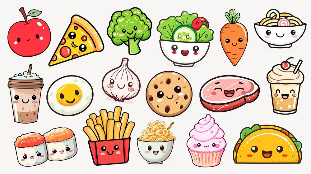 Editable Kawaii cute food illustration | Premium Editable Design - rawpixel