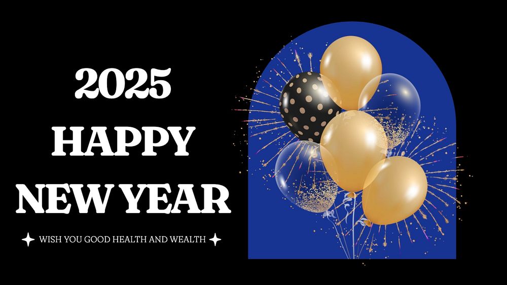 Happy new year blog banner template, editable text