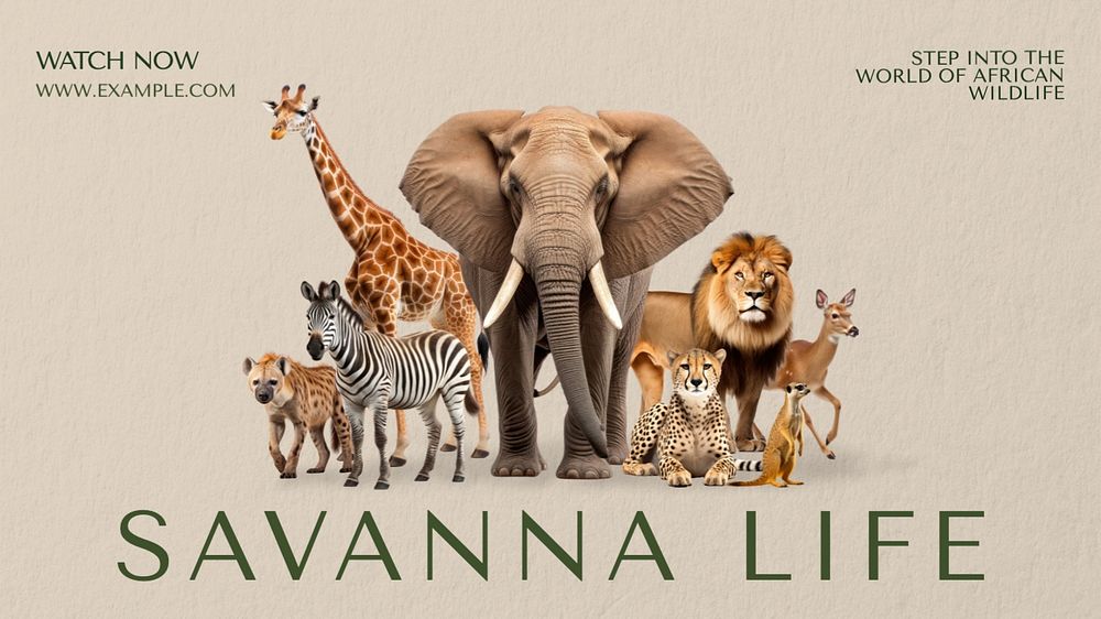 Savanna life blog banner template, editable text