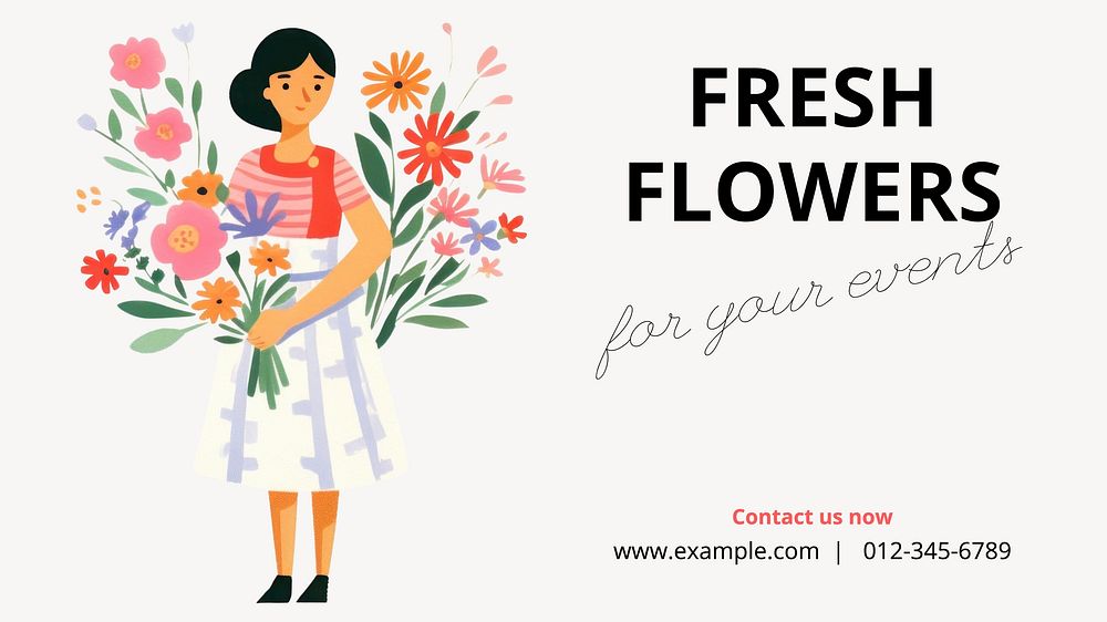Fresh flowers blog banner template