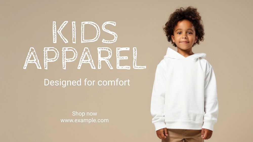 Kids apparel blog banner template, editable design
