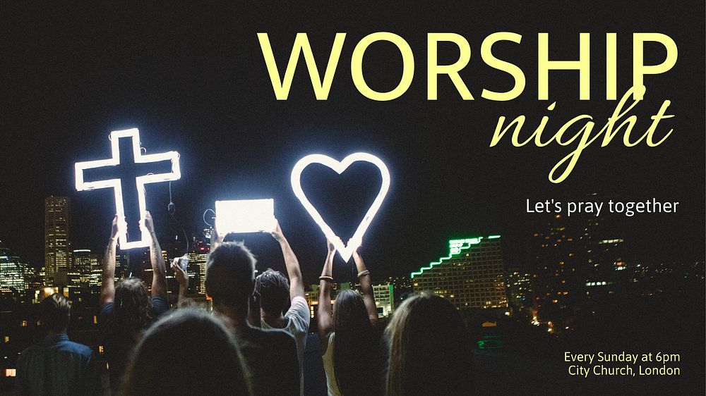 Worship night  blog banner template