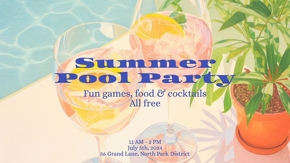 Summer pool party blog banner template