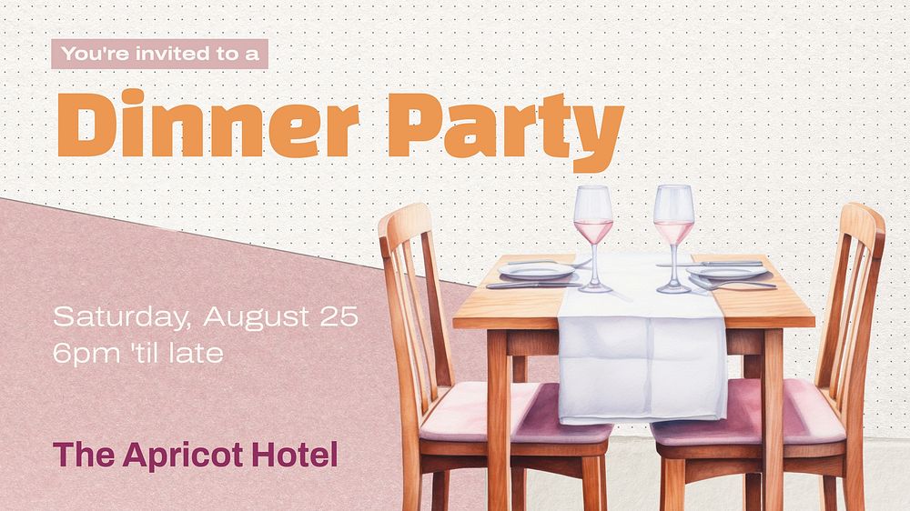 Dinner party invitation blog banner template, editable text