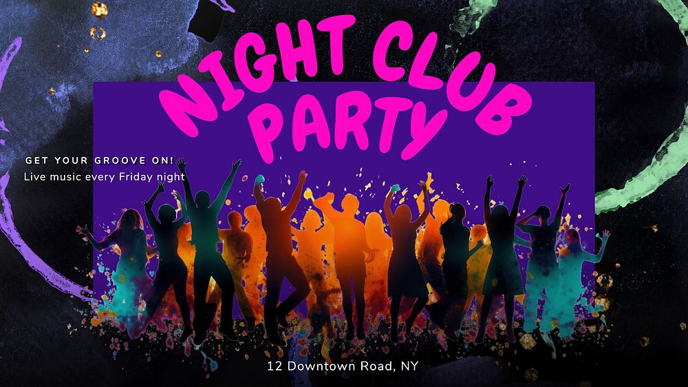 Night club party blog banner template, editable text
