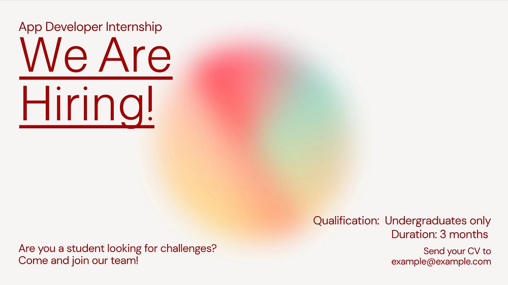 App developer internship blog banner template, editable text