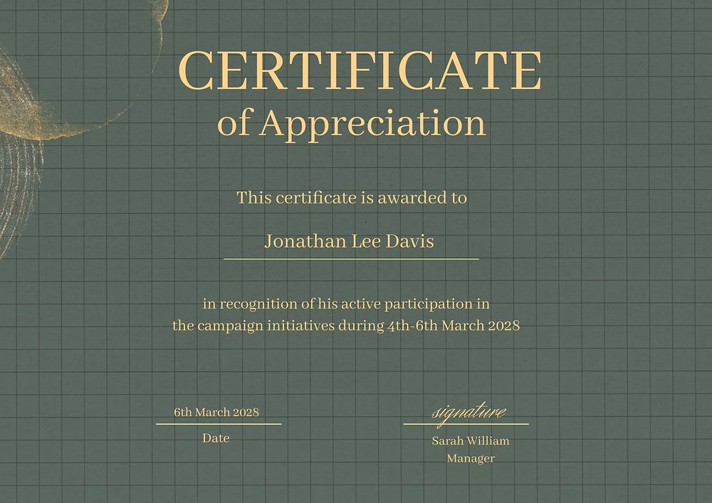 Appreciation certificate editable template