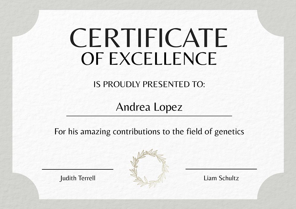 Certificate of excellence template