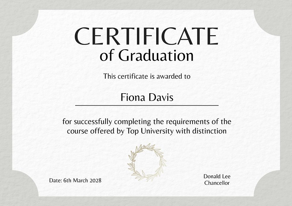 Graduation certificate template, editable design
