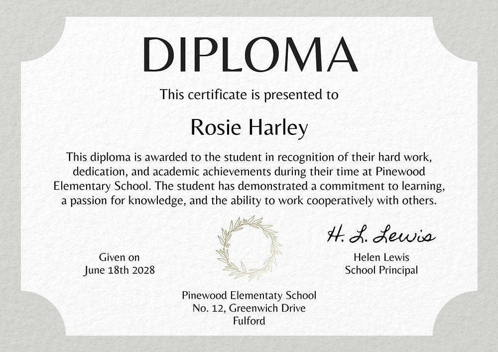 Diploma template, editable design
