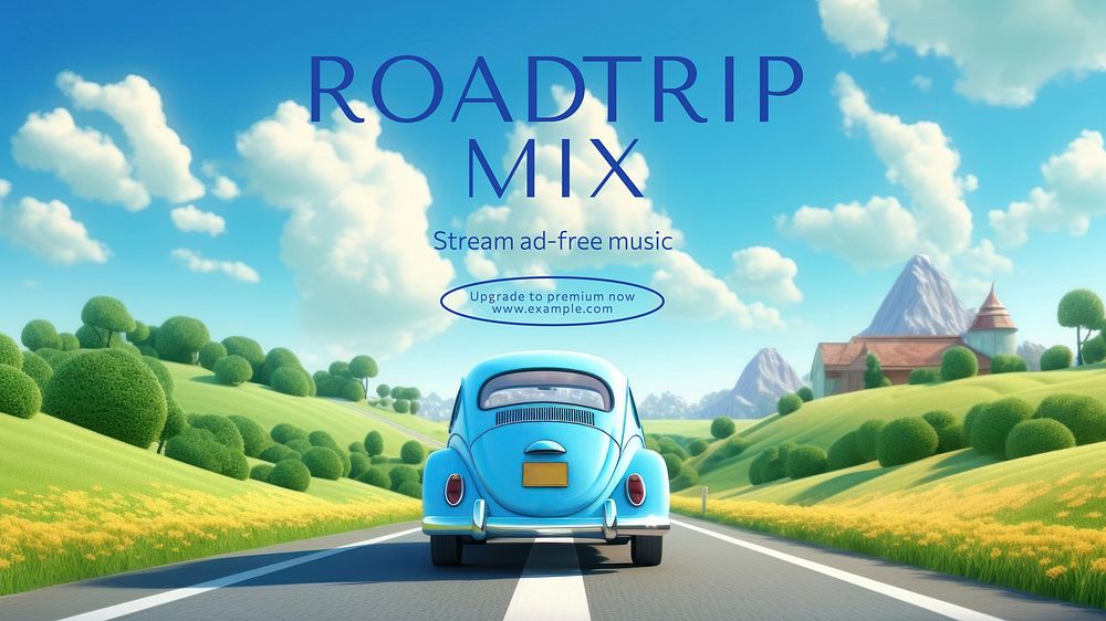 Roadtrip music mix  blog banner template