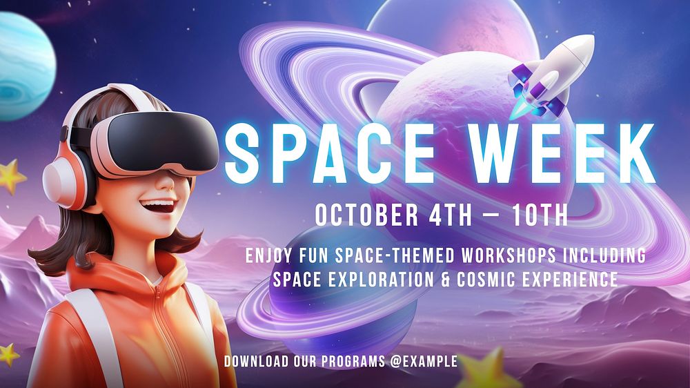 Space week  blog banner template