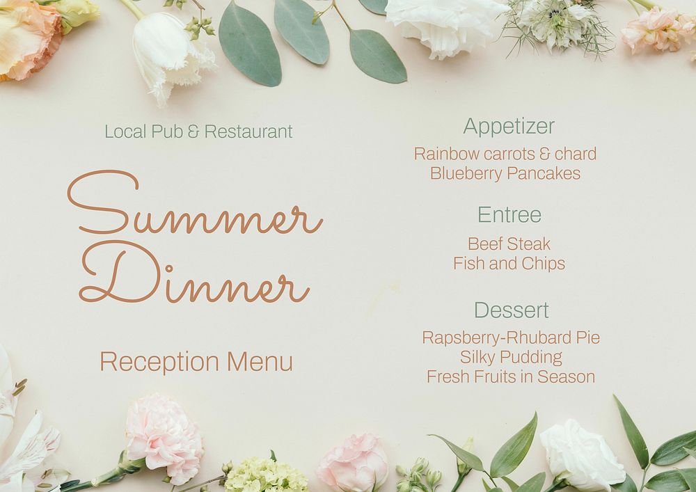 Restaurant menu template, editable design