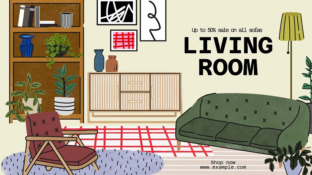 Living room sale  blog banner template