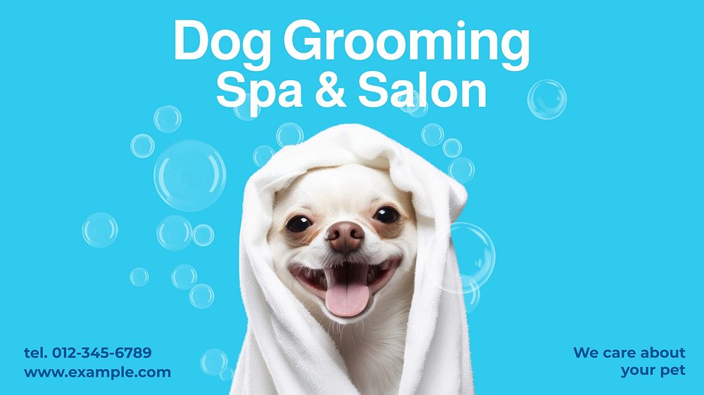 Dog grooming blog banner template, editable text